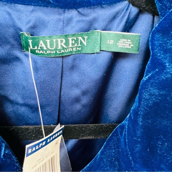 RALPH LAUREN VELVET SAPPHIRE BLUE WESTERN DOUBLE BREASTED LONG JACKET SZ 12 NWT - Picture 2 of 7